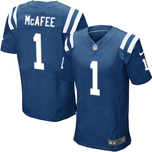 Men's Elite Pat McAfee Nike Jersey Royal Blue Home - #1 NFL Indianapolis Colts